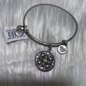 Alex and Ani Rafaelian Silver Compass Charm Bangle Bracelet